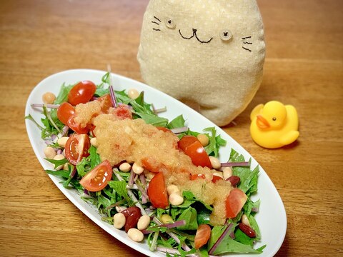 紫水菜とトマトとミックスビーンズのサラダ